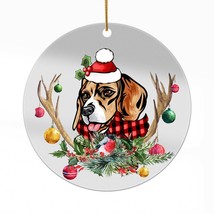 Cute Cavalier King Dog Antlers Reindeer Christmas Ornament Acrylic Gift Decor - £13.41 GBP