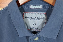 NEW Men&#39;s AEO Athletic Fit Polo Shirt Cotton Pique Navy American Eagle L... - $16.82