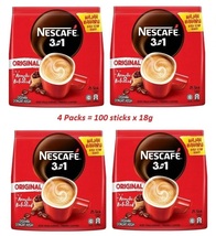NESCAFE 3 in 1 Blend &amp; Brew Original Instant Coffee 100 sticks x 4 packs... - $69.90