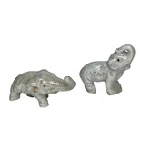 Vintage Pair of Iridescent Glazed Ceramic Lucky Elephant Figurines Japan - $370.83 MXN