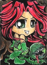 DC Comics Poison Ivy Villain Anime Art Original Sketch Card Drawing ACEO by Maia - £19.76 GBP