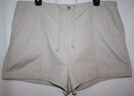 New York &amp; Co Misses XL 16 Shorts Tan Khakis Drawstring Tie Front Zipper... - $10.40
