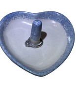 Vintage Ring Jewelry Porcelain Heart Shaped Blue White 4” Small Holder - £8.24 GBP