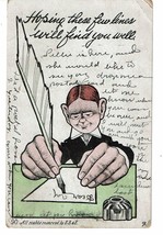 VTG 1906 Hoping these few lines will find you well Postcard man writing quill - £3.94 GBP