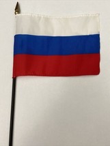 New Russia Mini Desk Flag - Black Wood Stick Gold Top 4” X 6” - $5.00