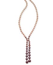 allbrand365 designer Womens Gold Tone Pearl Lariat Necklace 30Inch + 2Inch,Pink - $24.87
