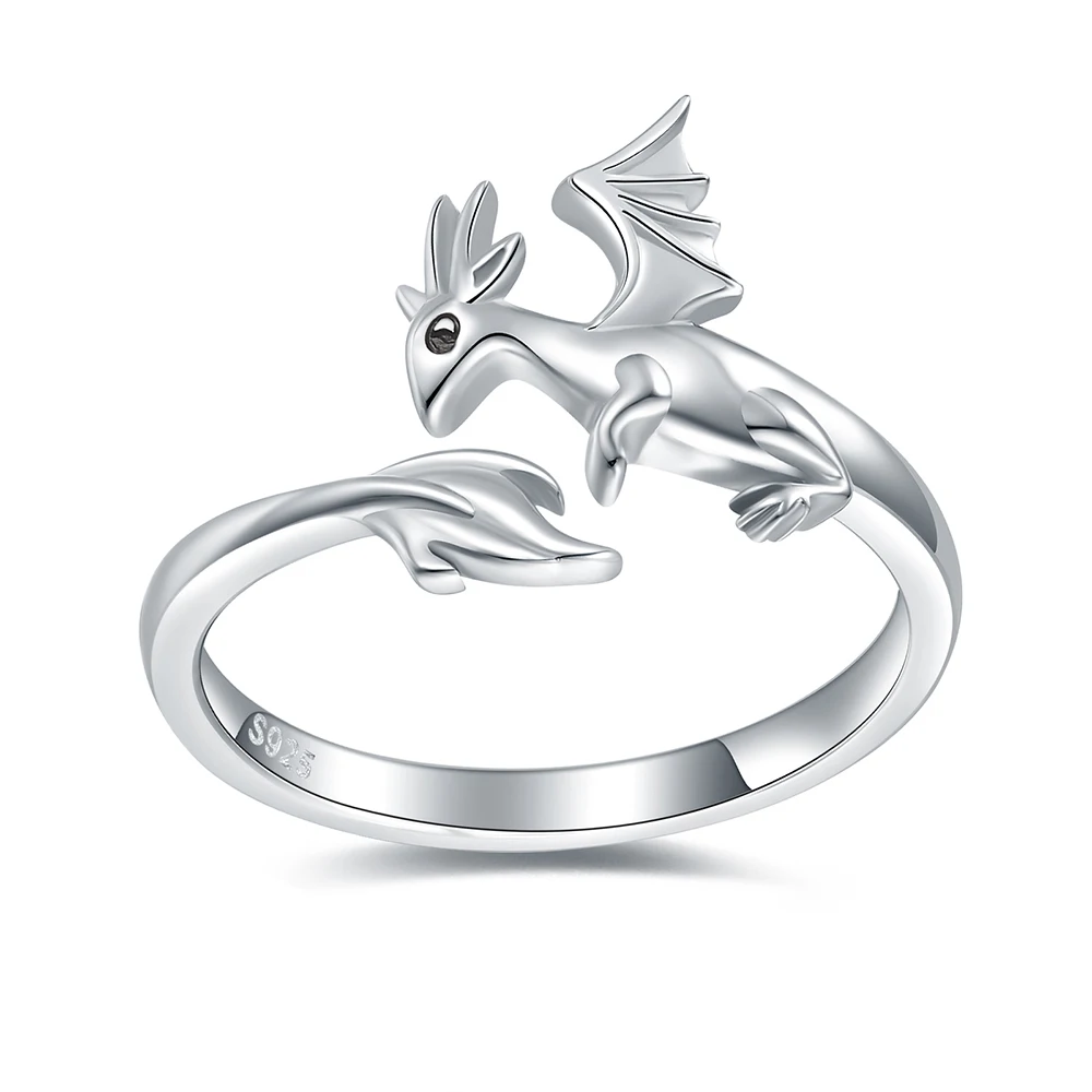 925 Sterling Silver Animal Dragon Rings for Women Open Adjustable Wrap Thumb Din - £23.67 GBP