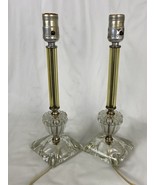 Vintage Heavy Glass Candlestick Lamp Plastic Stem Boudoir Lamps Lot of 2... - €52,75 EUR