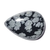 29.36 Carats TCW 100% Natural Beautiful Snowflake Obsidian Pear Cabochon Gem by  - $18.61