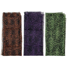 3pc Purple, Orange and Green Spiderweb Halloween Decorations, 6ft - £55.81 GBP
