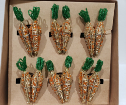 Hip Hop Easter Beaded Carrot Napkin Rings Home Decor Set of 6 - $34.64