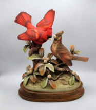 Stunning Andrea by Sadek Vtg Large "Group Of Cardinals" Sculpture on Wood Stand - $135.58