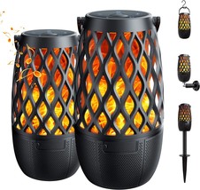 Outdoor Bluetooth Speaker With Lights, Realistic Flame Effect, Sync Up, 2 Pack - £82.84 GBP