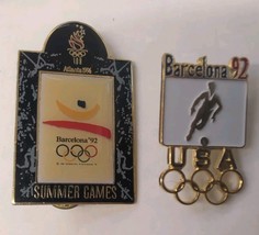 1992 Barcelona Summer Games 1996 Atlanta Crossover Olympic Souvenir Pin Lot - $14.84