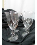 Lot Of 4 Water Goblets Fosteria 6 1/4&quot; Clear Knotted Stem - £8.20 GBP