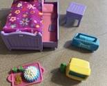 Fisher-Price Loving Family Dollhouse Girls Bedroom Trundle Bed TV night ... - $19.75