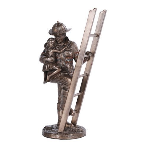 Fireman Rescue Collectible Statue Made of Polyresin - $33.66