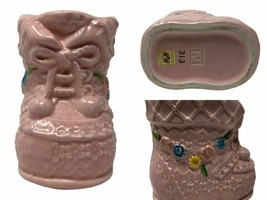 Vintage Napco Ware 313 Pink Planter Flower Pot Baby Girl Shoe Boot Bootie - £6.69 GBP