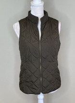 Gap women’s quilted full zip vest size S olive Green H7 - £10.83 GBP