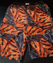 OP Youth Board Shorts Boys Swim Trunks Size XL 14-16 Orange &amp; Black Lined - £6.84 GBP