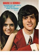 Marie Osmond Donny Osmond teen magazine pinup clipping Vintage1980&#39;s Tig... - £2.74 GBP