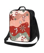 A Christmas Pattern With Candy Canes And Flowers Lunch Bag - £17.69 GBP
