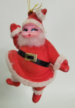 Vintage Flocked Red Santa Claus Christmas Ornament - £7.63 GBP