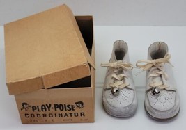 Antique Vtg Play Poise Coordinator White Leather Baby Shoes w/ Original ... - £23.14 GBP