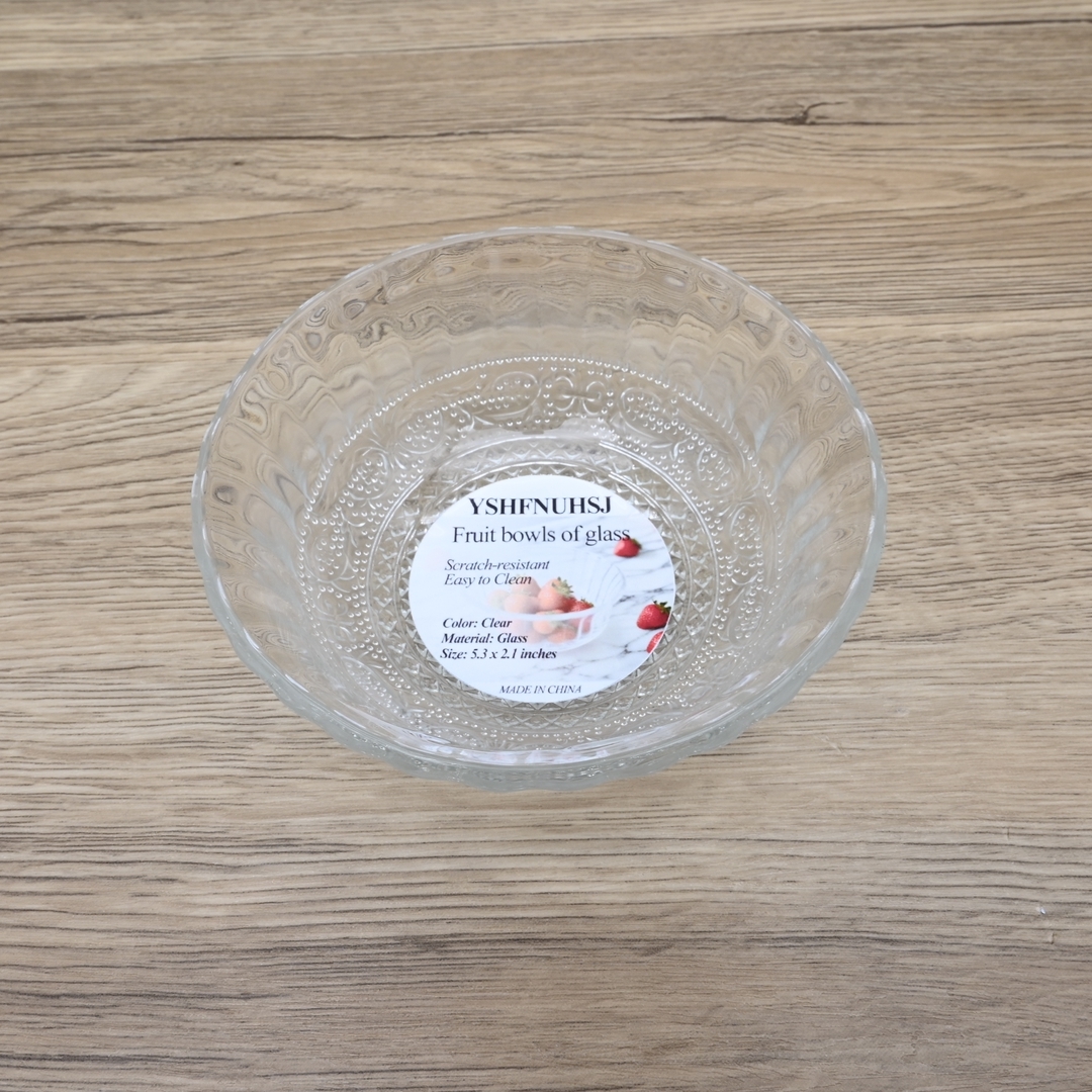YSHFNUHSJ Glass Fruit Bowl Clear Crystal Decorative Bowl Round Serving Bowl - $2.99