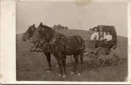 RPPC Three Handsome Men in Horse Drawn Carriage Ed Olson Center Postcard V19 - £12.54 GBP