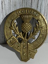 Large Solid Brass Scotland Door Knocker Thistle Vintage Architectural Sa... - £75.25 GBP