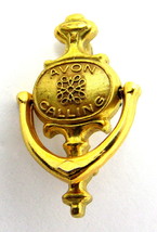 Avon Calling Pin Back 1/2" Lapel Gold Tone Vintage Door Knocker Moves       #603 - $18.80
