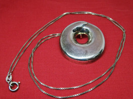 Vintage Signed ATI MEXICO 925 Sterling Silver Pendant Box Chain Necklace, 24&quot; - £47.92 GBP