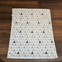 Blankets &amp; and Beyond White Gray Blue Geo Triangle Pyramid Plush Fleece ... - £46.54 GBP