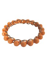 Boho Retro Colorful Orange Faceted Beaded Bangle Bracelet Womens Costume... - $24.05