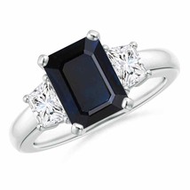 ANGARA Blue Sapphire and Diamond Three Stone Ring for Women in 14K Solid... - $2,515.92
