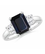 ANGARA Blue Sapphire and Diamond Three Stone Ring for Women in 14K Solid... - £2,008.60 GBP