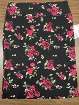 NEW 2.0 LuLaRoe Large Black Red Maroon Pink Green Floral Cassie Pencil Skirt - £25.31 GBP