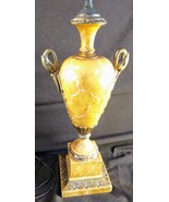 Old Vintage Carved Wood Gold Gilt Marble Painted Swan Handled Urn Lamp W... - $218.35 CAD