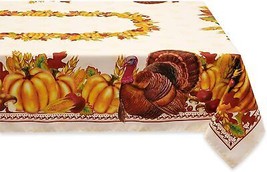 Printed Fall Tablecloth Thanksgiving Harvest Party Collection Wrinkle Fr... - £33.54 GBP