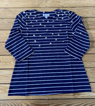 D&amp;Co NWOT Women’s Stripe Dot 3/4 Sleeve Shirt Size XS Navy AO - £10.18 GBP
