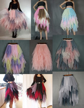 Multi Color Layered Tulle Skirt Women Plus Size Fluffy Tulle Midi Skirt - £55.93 GBP