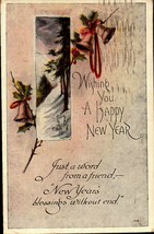 Xmas Bells &amp; Scenes Postcard #168- Wishing You A Happy New Year...&quot; BK43 - £2.32 GBP