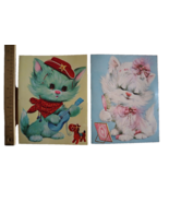 Lot of 2 Vtg 1970’s Big Greeting Card Kitty Cat Boy Girl Pastel Pet Kitschy - $266.38 MXN