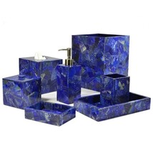 Marble Lapiz Bathroom set  | Bath Accessories | Handcrafted Tissue Holder Set - £1,315.89 GBP