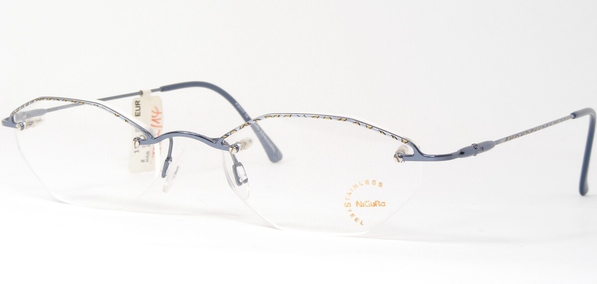 Lunettes De Vue Vintage NiGuRa N1098 C Pierre Bleue / Or UNIQUE RARE 50-... - $86.04