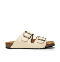Vegan sandal on organic Piñatex breathable metal buckle two­-strap arch support - £55.00 GBP