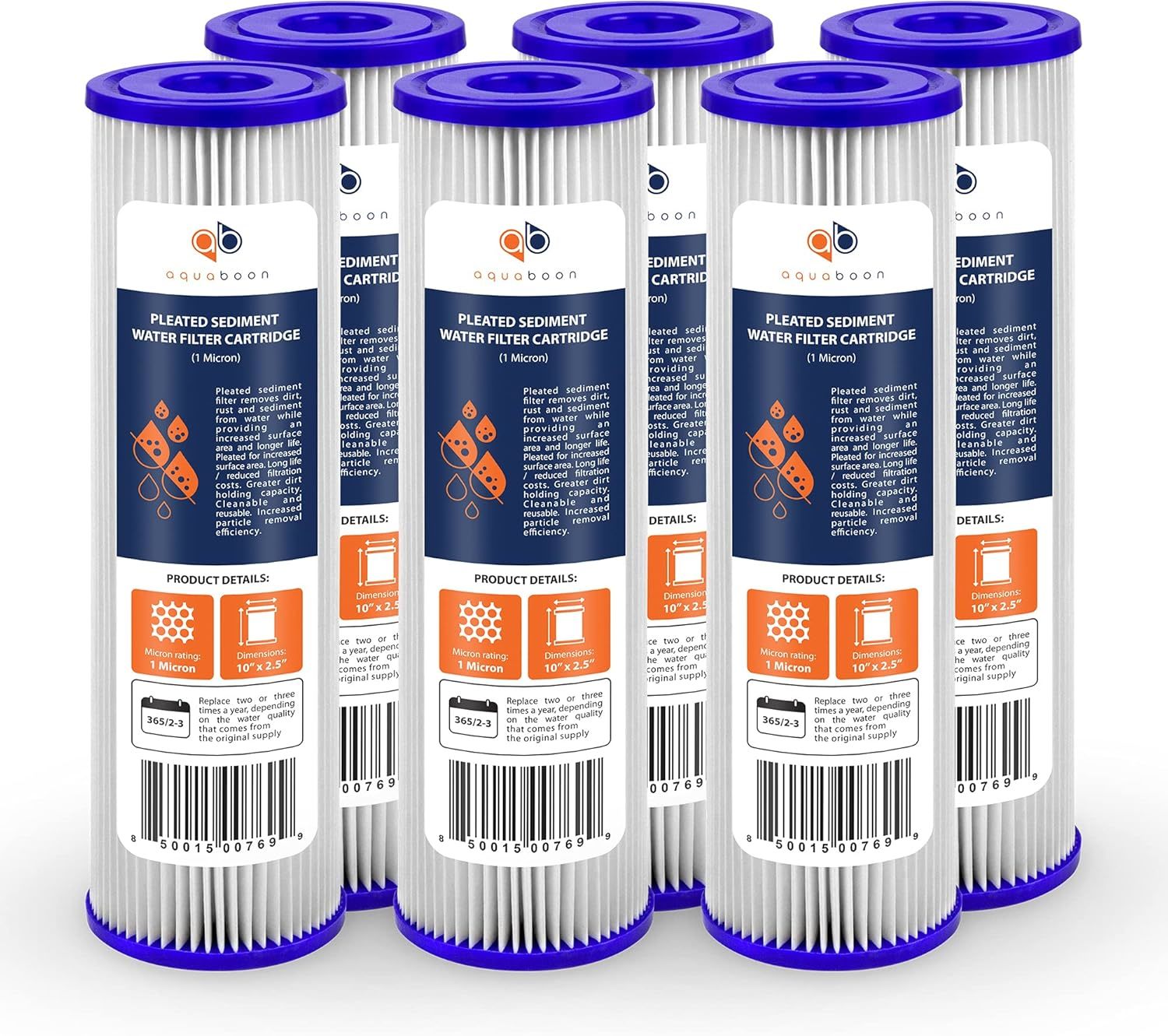Aquaboon 1 Micron Pleated Water Filter 10 X 2.5 - Whole House Sediment, ... - $49.98