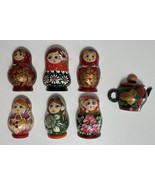 Vintage Lot Of 7 - 6 Hand-painted Russian Doll Refrigerator Magnets 1 Te... - $26.96 CAD