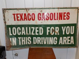 Vintage Texaco Gasoline Localized For You In This Driving Area Metal Sign - $336.60